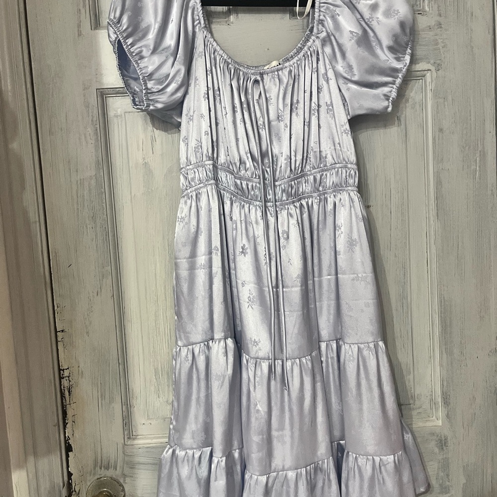 ARULA Light Blue Puff Sleeve Dress